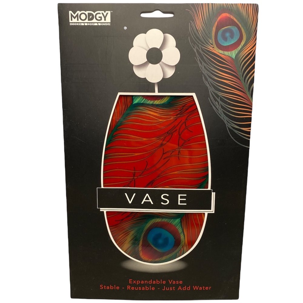 Modgy Vase Collapsible Expandable Flower Vase Poe Peacock Feathers
